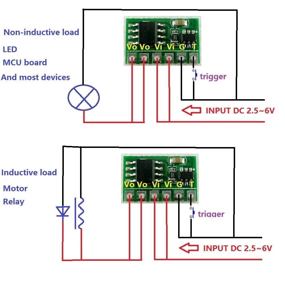 6A DC 3V 3.3V 3.7V 5V Electronic Switch Latch Bistable Self-locking Trigger Board for LED Motor Instrumentation Lithium battery