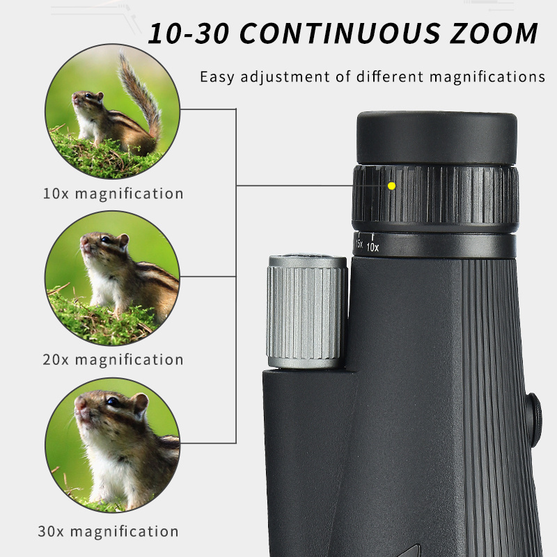 GOOCHIN Long Range Zoom Monocular Telescope Large Optical Lens 10-30x60 Monocular with Tripod & Phone Adapter