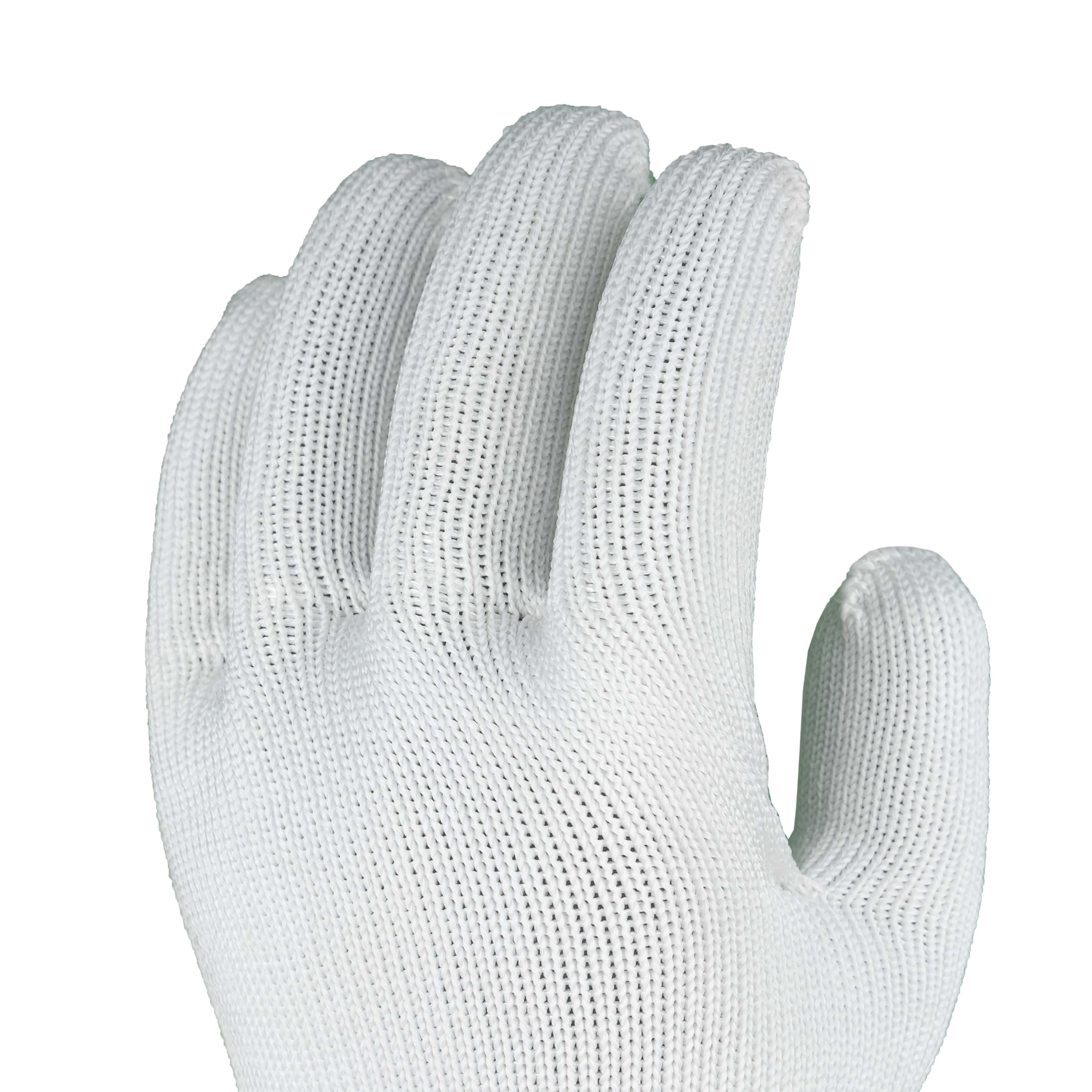 SKYEE custom white hppe stainless steel mesh level 5 food grade	cut resistant anti slip garden work gloves for equipment