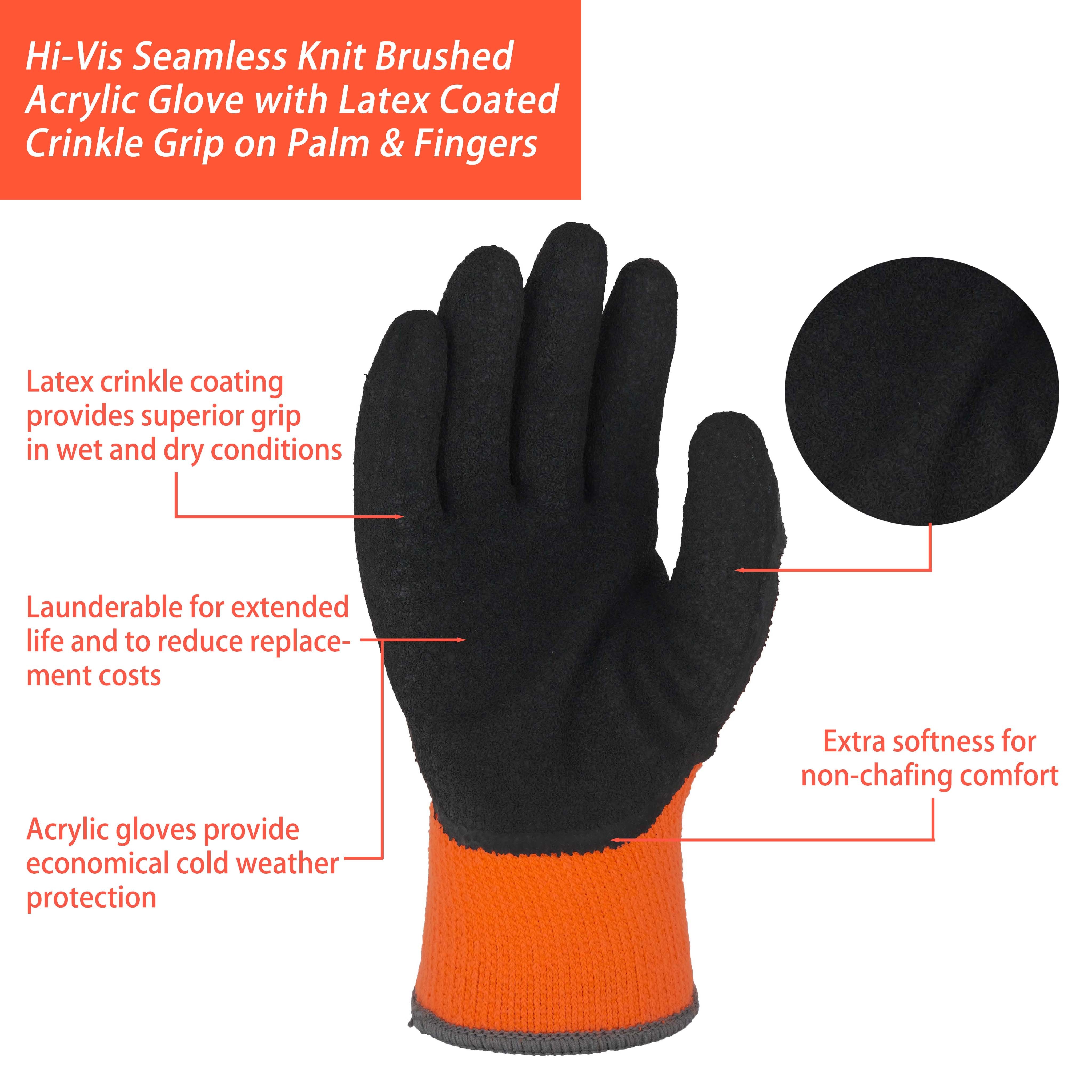 SKYEE new design crinkle latex palm coated 10 gauge polyester cotton anti cold winter construction gloves for riggers