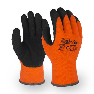 SKYEE new design crinkle latex palm coated 10 gauge polyester cotton anti cold winter construction gloves for riggers