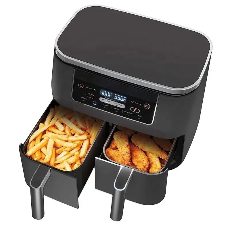 Double Air Fryer With Dual Basket Digital Led Touch Screen Control Electric Pressure Cooker Stainless Steel Air Fryer Oven