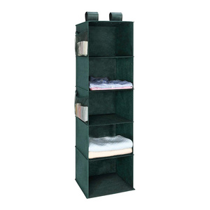 Large Capacity Closet Organizer 5 Shelves with Side Mesh Pockets Wardrobe Hanging Storage Organizer