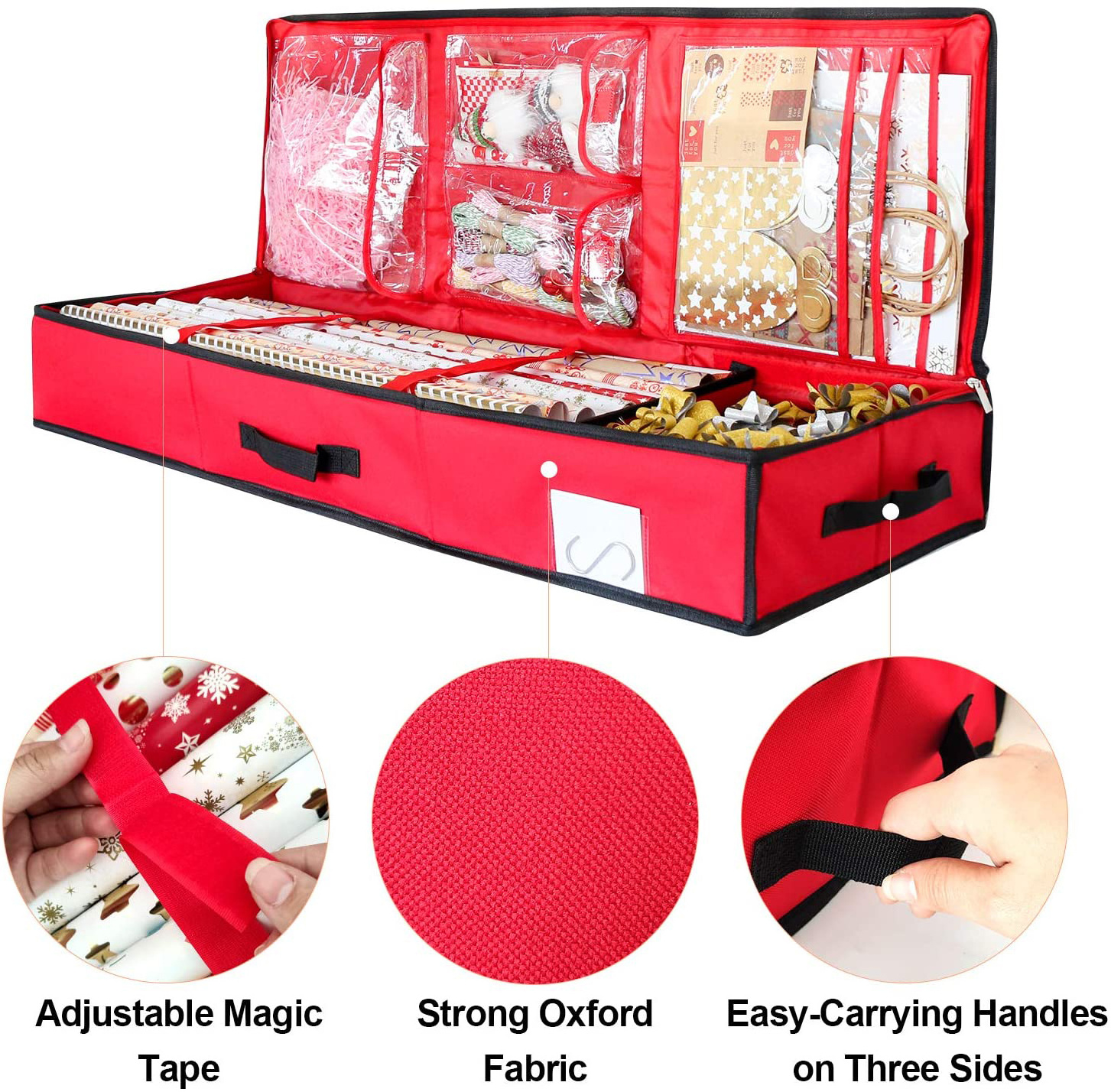 Large Capacity Christmas Collection Storage Bag Foldable Gift Wrapping Paper Storage Organizer