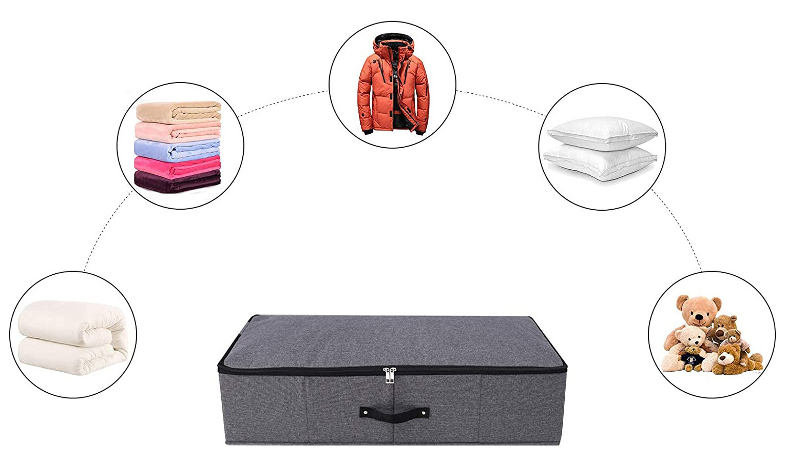 Large Capacity Underbed Storage Bag for Clothes Folding Fabric Under Bed Storage Organizer with Zip