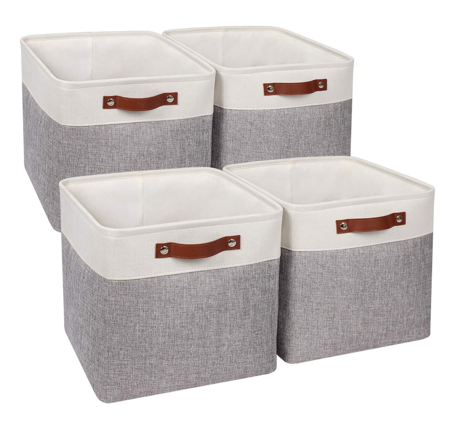 Durable Cotton Canvas Storage Basket with Rope Handles Home Linen Laundry Basket