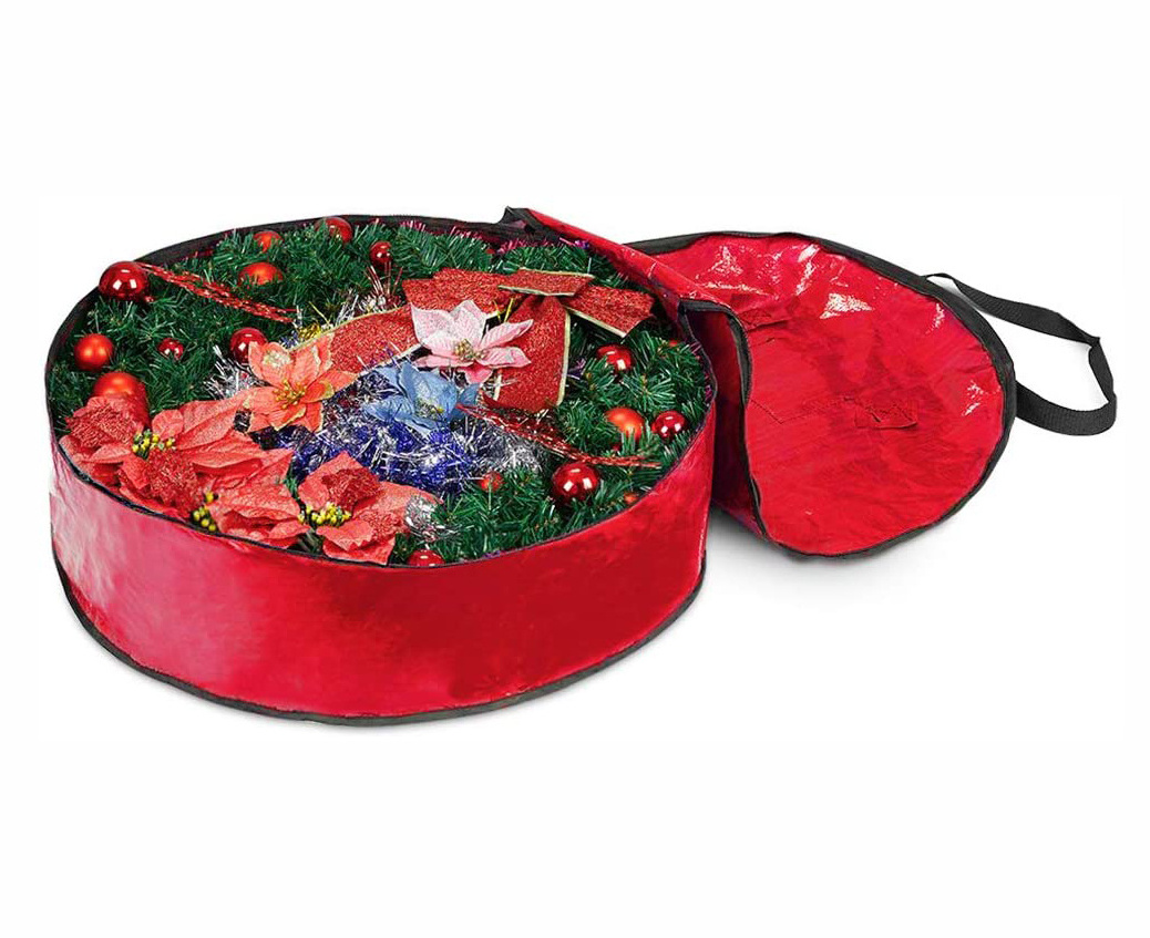 Factory Custom Christmas Wreath Storage Container Up to 24 Inch Holiday Ornament Christmas Wreath Bag