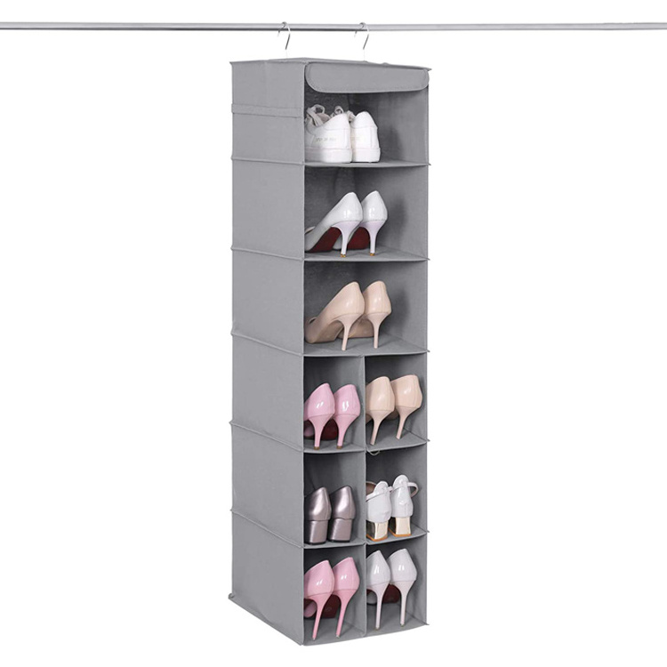 Multipurpose 6-Shelf Linen Closet Hanging Storage Organizer Collapsible Wardrobe Hanging Organizer