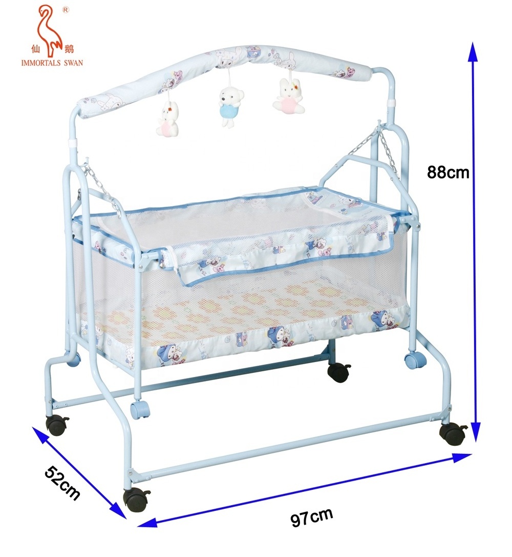 Metal Baby Swing Bed Baby Cradle Stable Iron Frame Swing 4 Wheels Modern Auto Baby Swing Electric Crib Cradle Infant Kids' Cribs