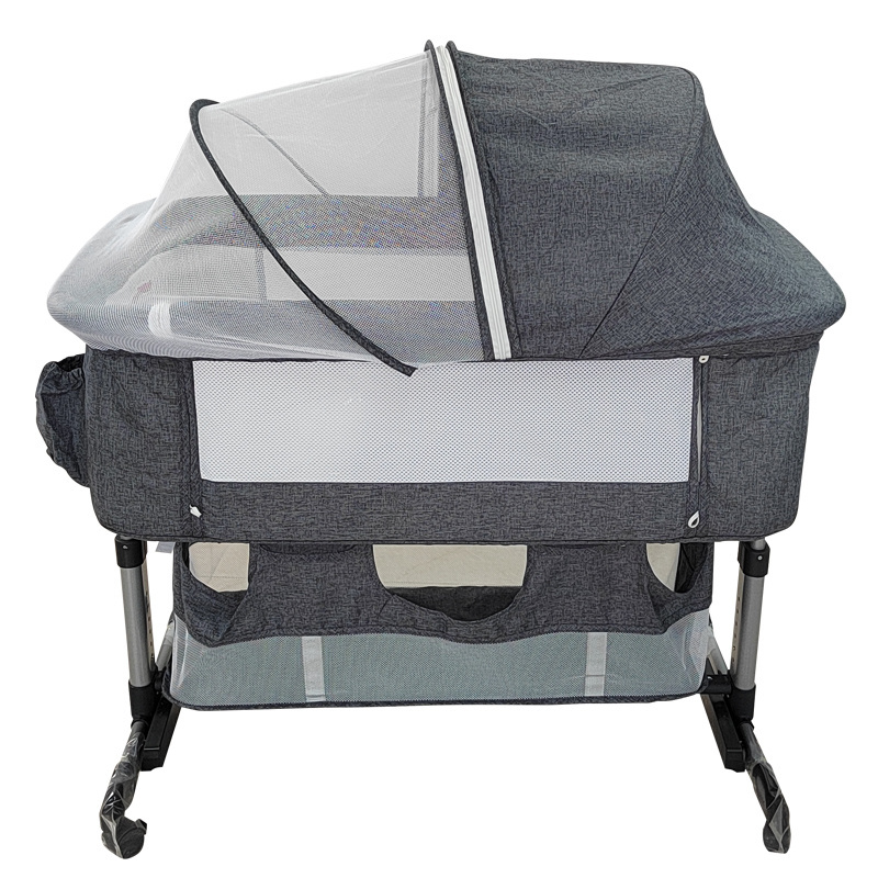 Portable Baby Beside Cot Bassinet Bed Swing Infant Baby Sleeping Bassinet With Mosquito Net And Storage Basket