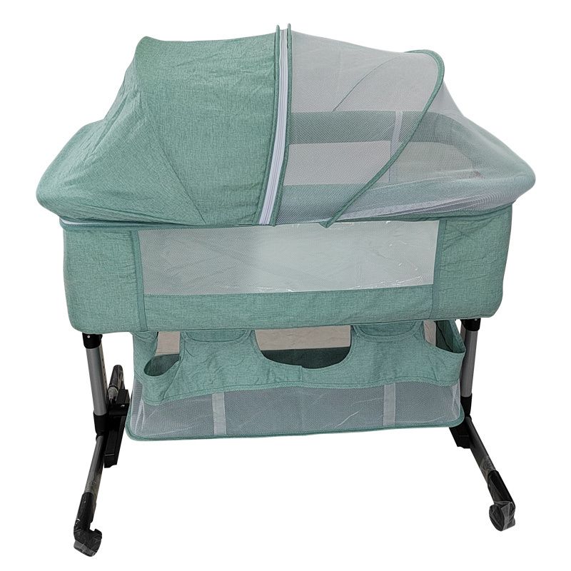 Portable Baby Beside Cot Bassinet Bed Swing Infant Baby Sleeping Bassinet With Mosquito Net And Storage Basket