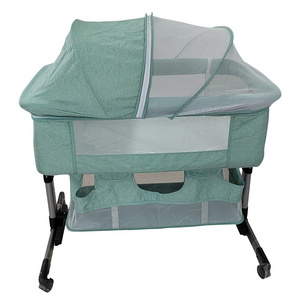 Portable Baby Beside Cot Bassinet Bed Swing Infant Baby Sleeping Bassinet With Mosquito Net And Storage Basket