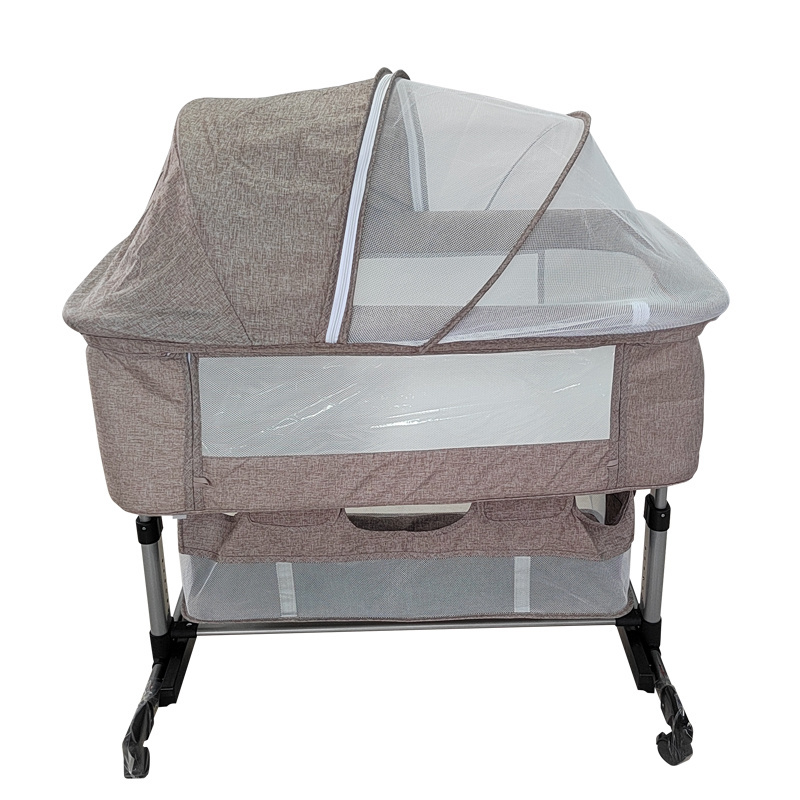 Portable Baby Beside Cot Bassinet Bed Swing Infant Baby Sleeping Bassinet With Mosquito Net And Storage Basket