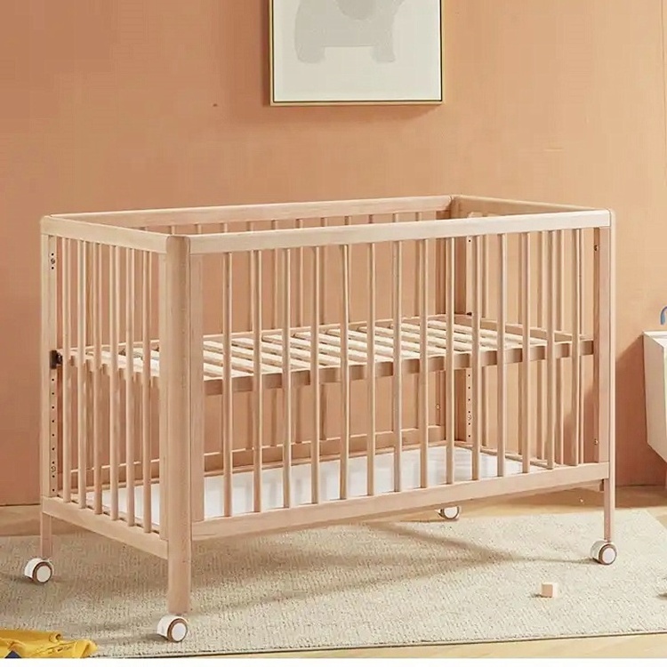 Bedside Adult Wooden Baby Bed Crib Babies Sleeping Furniture Cot Set Cradle Bedding Set for New Born Made in China Wood Modern