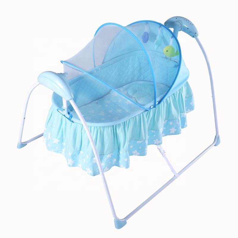 Adjustable Baby Bouncer Rocking Swing Bed Crib Bed Automatic Cradle Swing With Hanging Toys And Mosquito Net