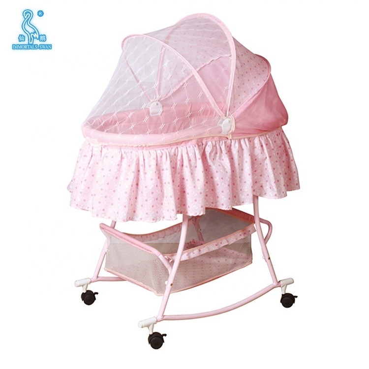 New Style Luxury B06 100% Cotton Baby Crib Bed Cot Safe Hanging Cradle Swing Crib For New Born Baby