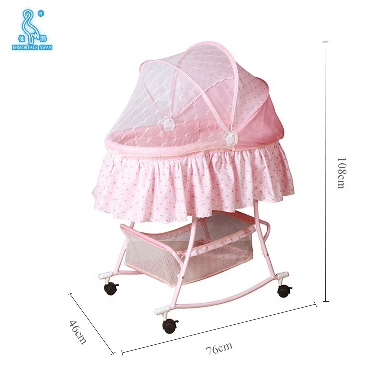 New Style Luxury B06 100% Cotton Baby Crib Bed Cot Safe Hanging Cradle Swing Crib For New Born Baby