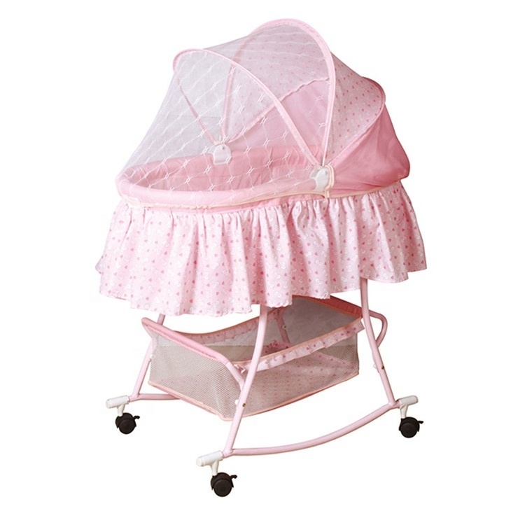 New Style Luxury B06 100% Cotton Baby Crib Bed Cot Safe Hanging Cradle Swing Crib For New Born Baby