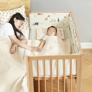 Bedside Adult Wooden Baby Bed Crib Babies Sleeping Furniture Cot Set Cradle Bedding Set for New Born Made in China Wood Modern