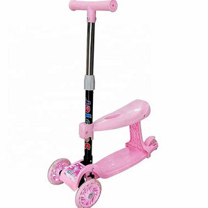 Factory Price Foldable Baby Riding Cart Silent Flashing Wheels Children's bike Toy Car Adjustable High/Low Scooter