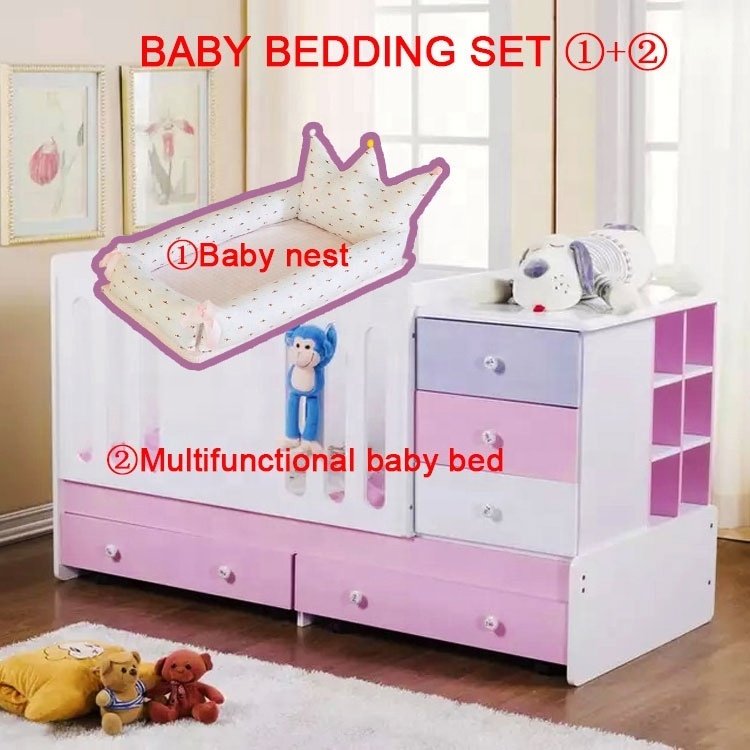 Modern Multifunctional Baby Crib Cot Bed Bedding Nest Set Newborn Safety Wooden Baby Sleeping Beds With Nest