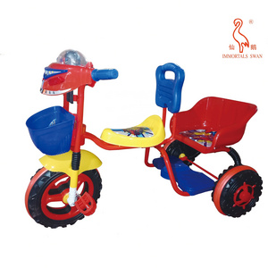 Colorful Outdoor Toddler Best plastic Baby twins Tricycle With Music and Cartoon Manned Back Seat