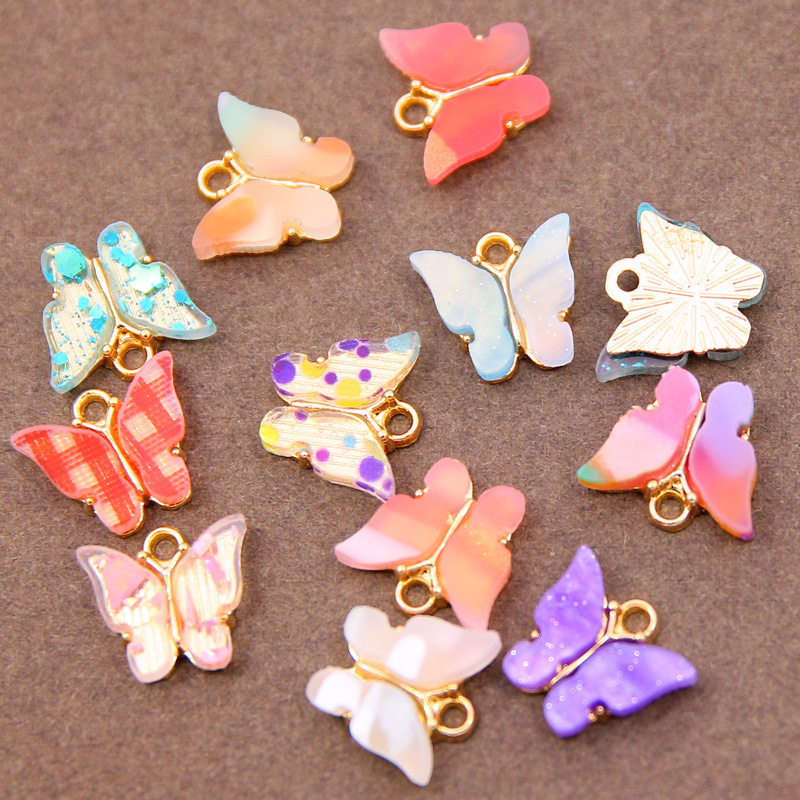 Fashionable Acrylic alloy butterfly Pendant charms for earrings Bracelet necklace diy accessories jewelry making