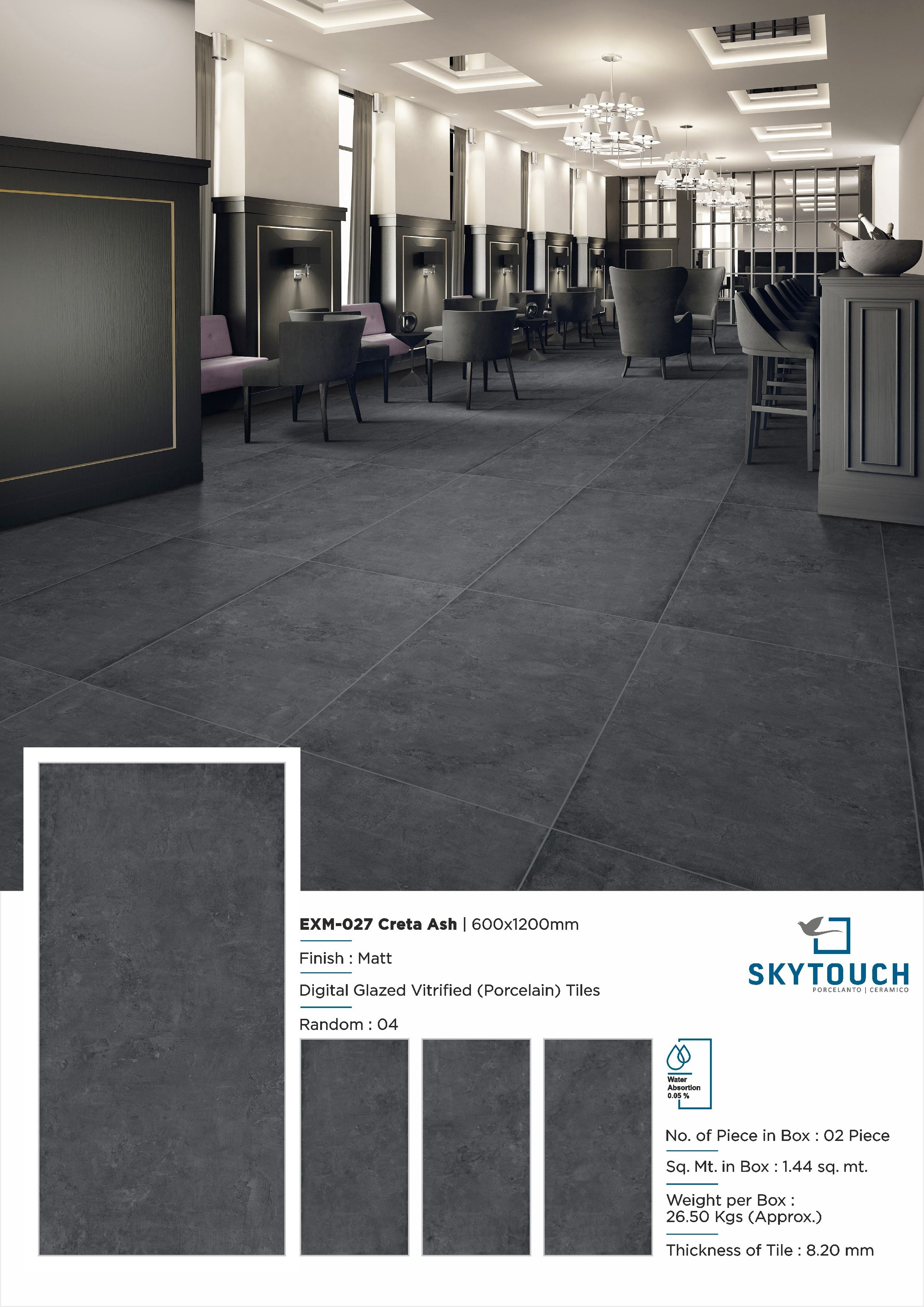 Italian Design Grey color Looking Grain Elevation  from skytouch ceramic 600 x 1200 mm Porcelain Floor Tiles