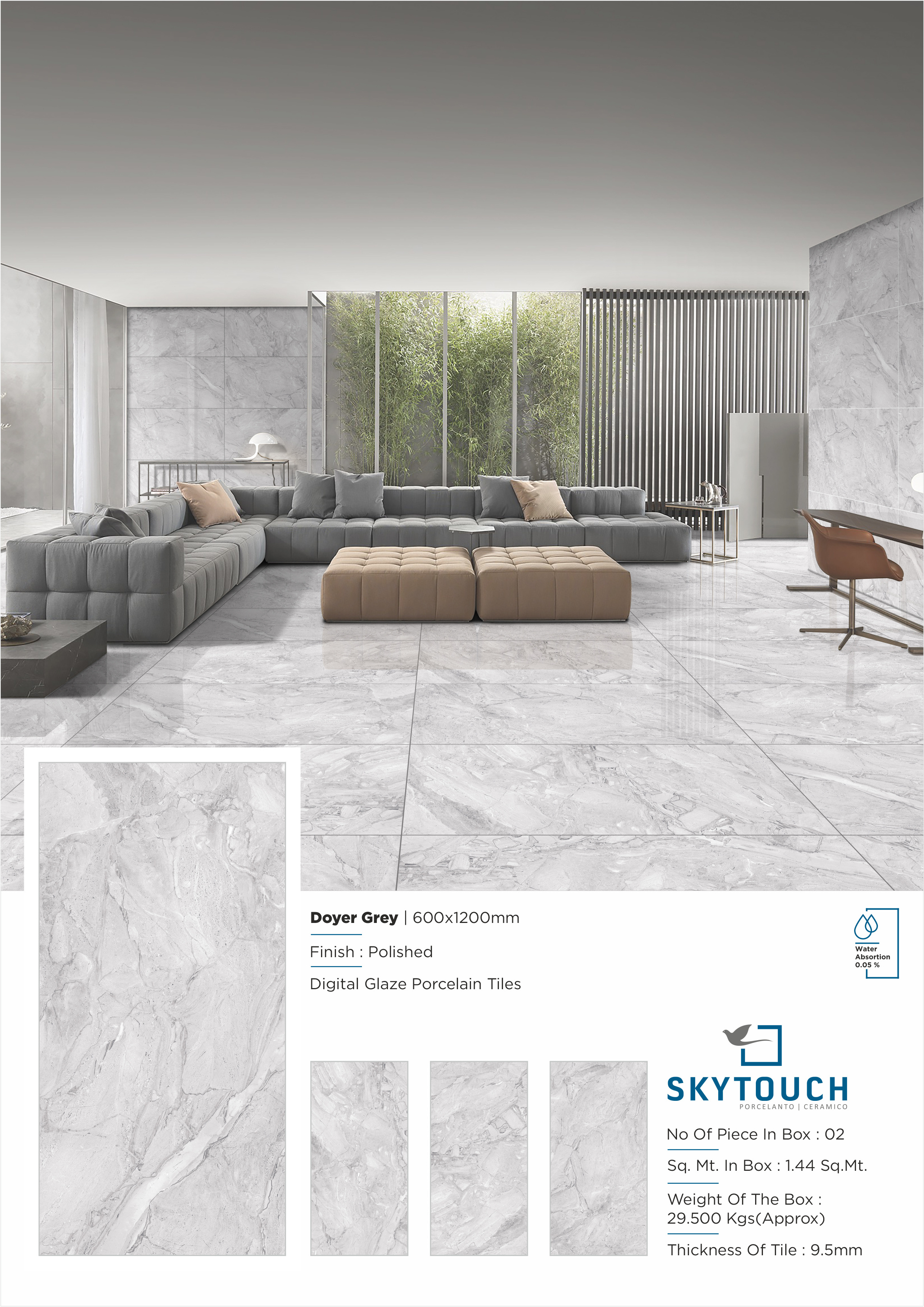 Nature Stone Look Grey Porcelain Tile Concrete Homogeneous Full Gres  Porcelain Polished Tiles 60x120CM