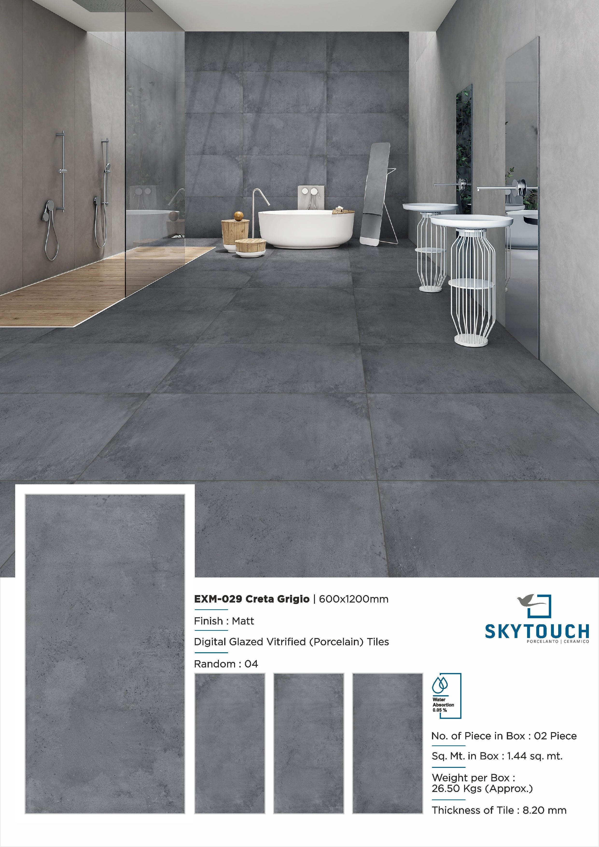 Italian Design Grey color Looking Grain Elevation  from skytouch ceramic 600 x 1200 mm Porcelain Floor Tiles