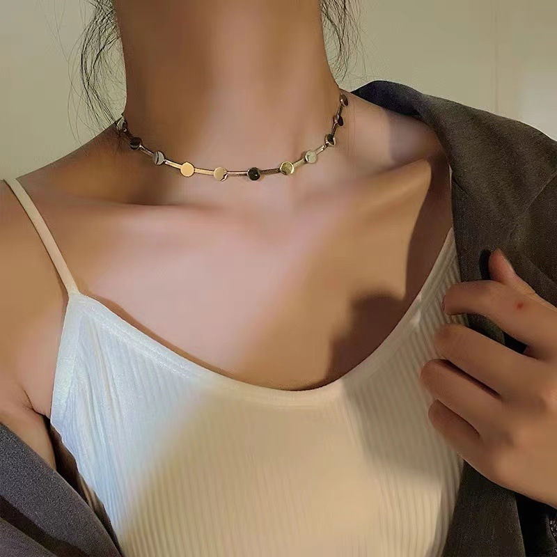 XL22063 Gold Plated Stainless Steel Snake Chain Round Necklaces Choker Women Fashion Jewelry Bulk