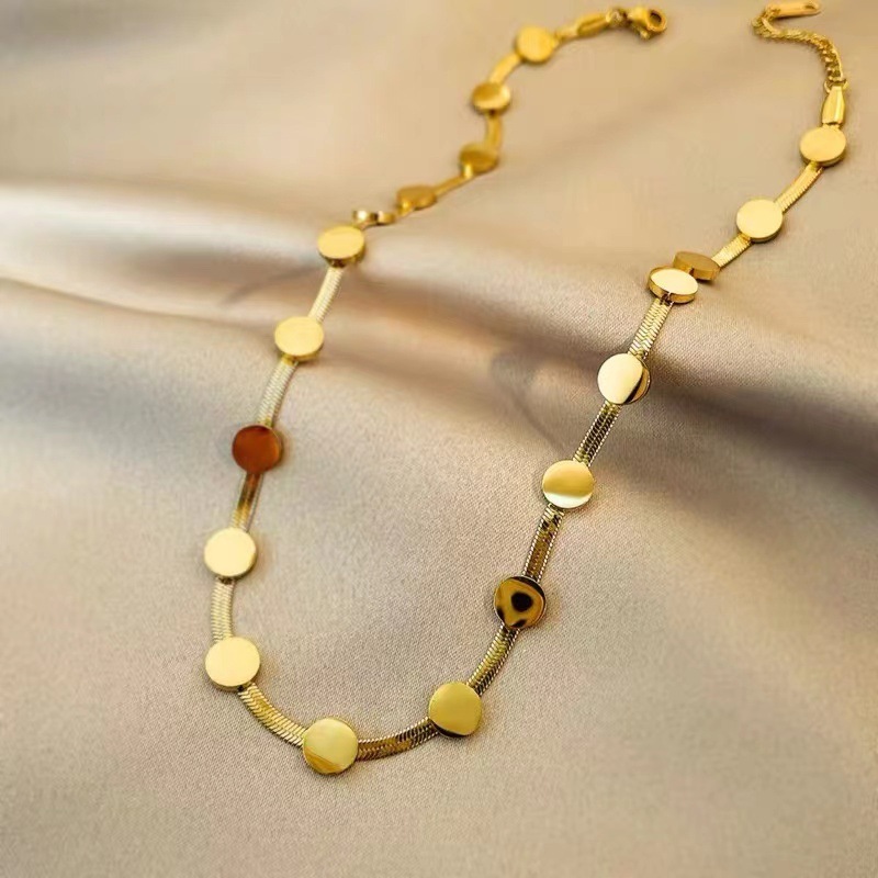 XL22063 Gold Plated Stainless Steel Snake Chain Round Necklaces Choker Women Fashion Jewelry Bulk