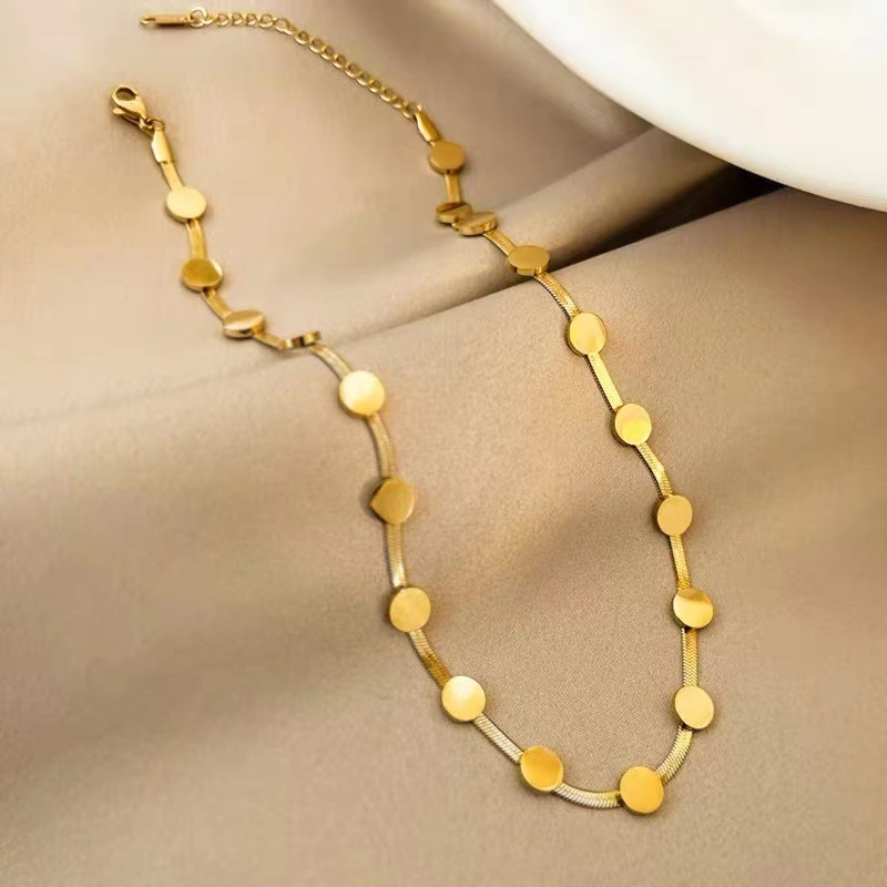 XL22063 Gold Plated Stainless Steel Snake Chain Round Necklaces Choker Women Fashion Jewelry Bulk