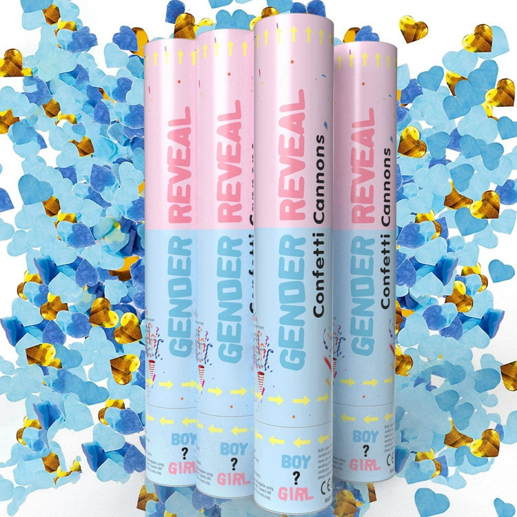 Gender Reveal Powder Cannon Premium Confetti Cannon Popper Pink/Blue Biodegradable Confetti Poppers Sticks for Boy Girl Y721