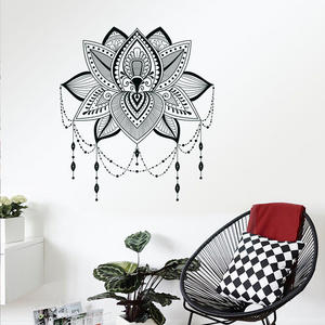 Lotus Mandala Decals for Walls Flower Wall Sticker Removable Peel and Stick Wall Decals for Living Room Yoga Studio Decor J041