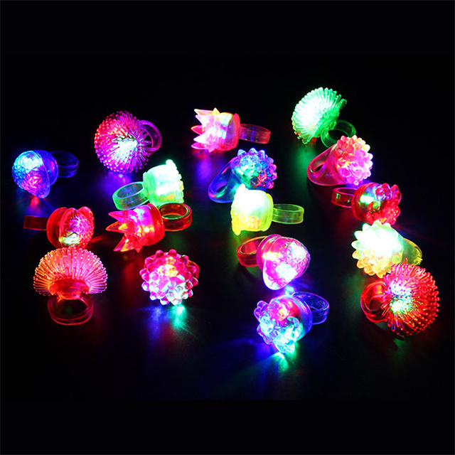 Light Up Finger Ring Toys for Party Favor Halloween Raves Concert Shows Novelty Flashing LED Bumpy Jelly Ring J060