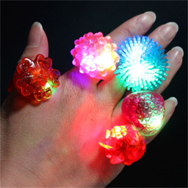 Light Up Finger Ring Toys for Party Favor Halloween Raves Concert Shows Novelty Flashing LED Bumpy Jelly Ring J060