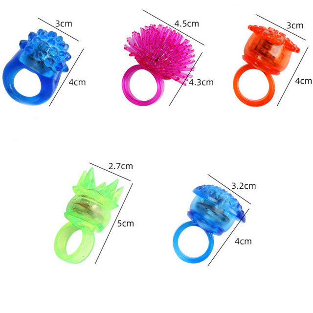 Light Up Finger Ring Toys for Party Favor Halloween Raves Concert Shows Novelty Flashing LED Bumpy Jelly Ring J060