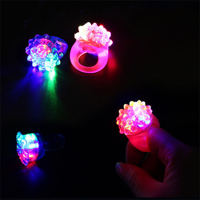 Light Up Finger Ring Toys for Party Favor Halloween Raves Concert Shows Novelty Flashing LED Bumpy Jelly Ring J060