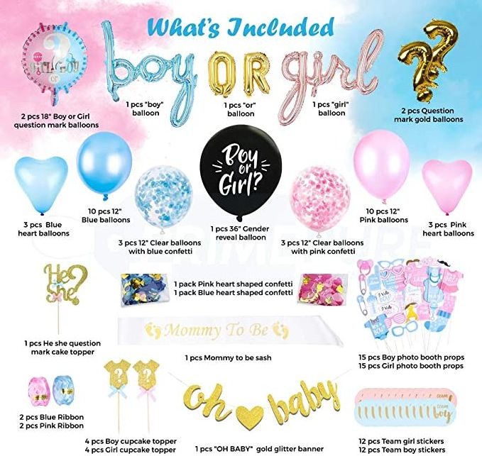 Baby shower Gender Reveal Shower Latex Balloons Globos Boy or Girl Banner Confetti Party Supplies Decorations S088