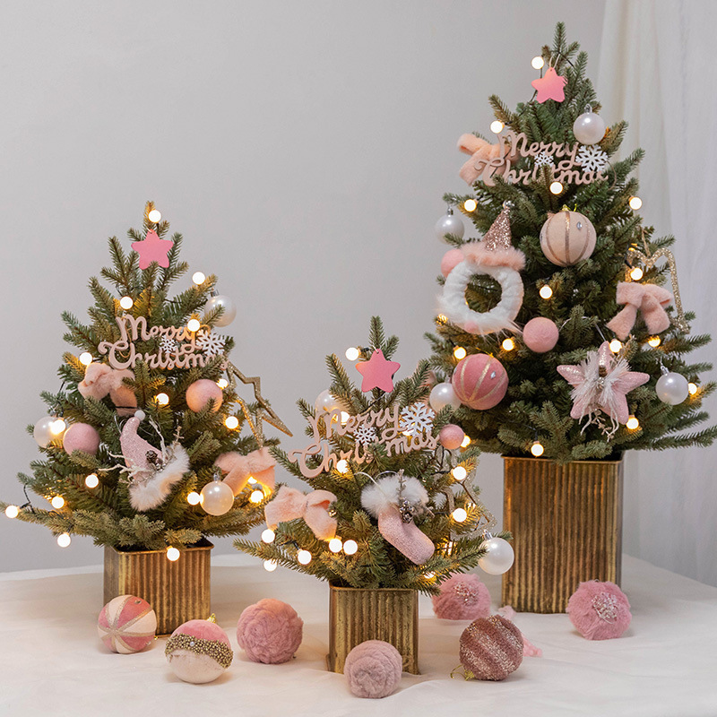 Christmas Tree Pink PVC Artificial Christmas Tree 45/60/90 cm for Merry Christmas Desktop Decoration Home Party Supplies