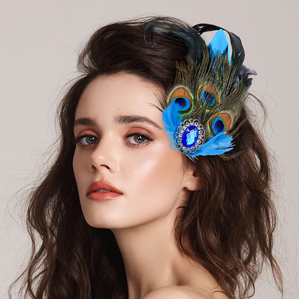 Popular Elaborate Feather Burlesque Peacock Feather Mask for Halloween Christmas Party