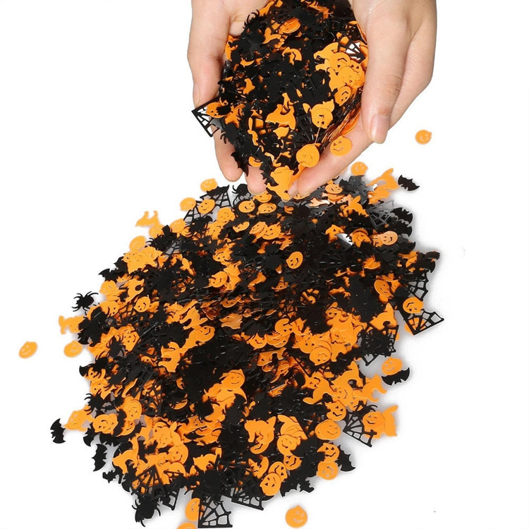 Chunky Bulk Glitter Holiday Powder Plastic Table Confetti Halloween Theme Bat Spider Pumpkin Party Decoration 15g Y018