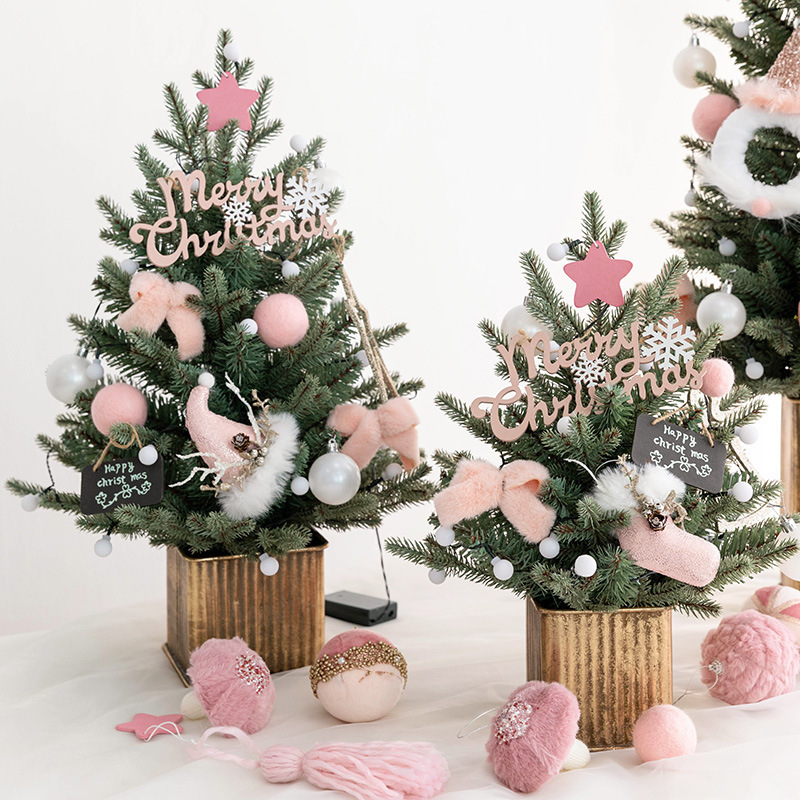 Christmas Tree Pink PVC Artificial Christmas Tree 45/60/90 cm for Merry Christmas Desktop Decoration Home Party Supplies