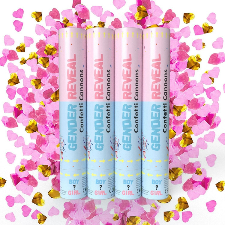 Gender Reveal Powder Cannon Premium Confetti Cannon Popper Pink/Blue Biodegradable Confetti Poppers Sticks for Boy Girl Y721