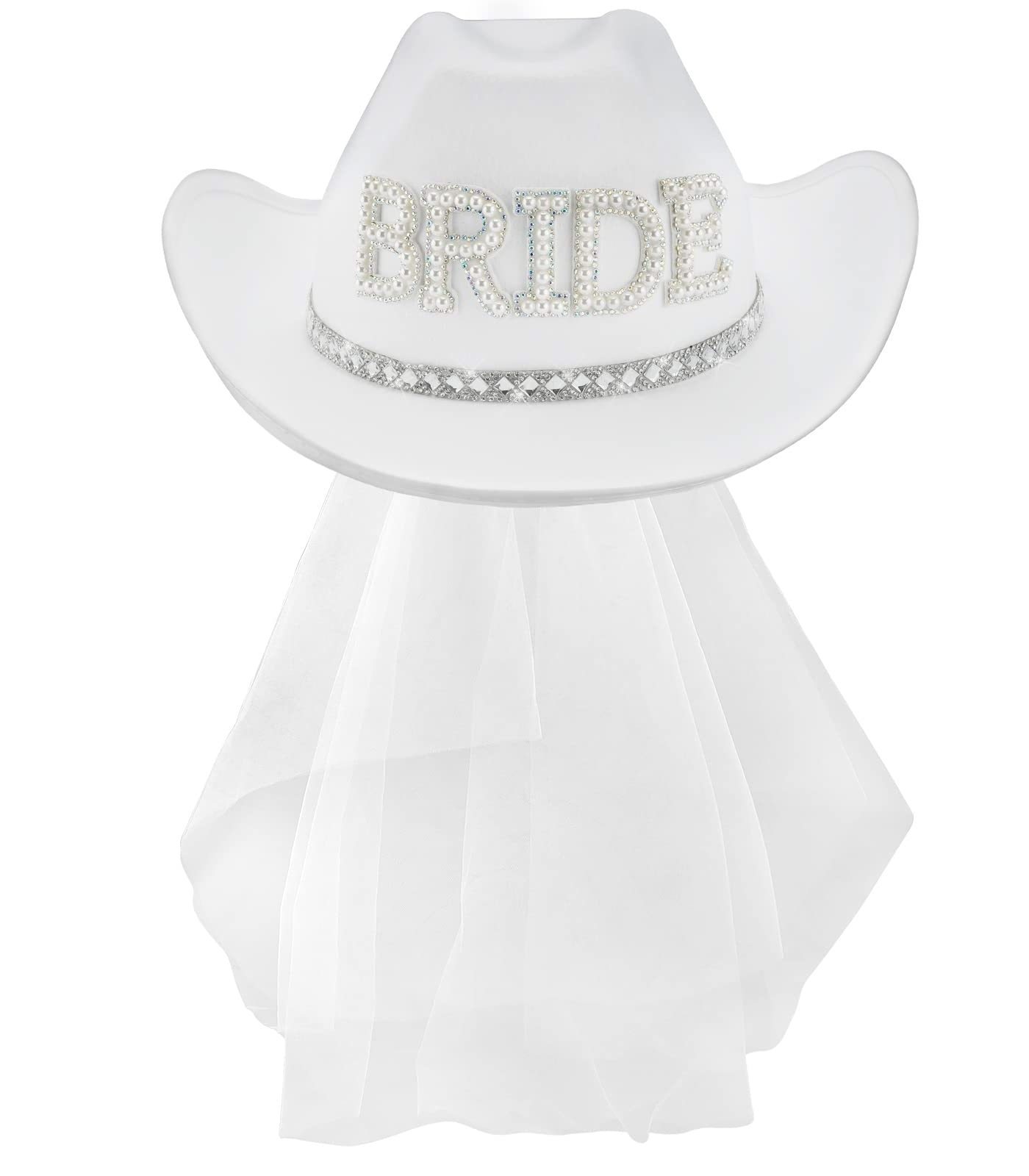 Bridal Cowgirl Hat for Bachelorette Party Rhinestone White Cowboy Hat for Women Bride To Be Gift Halloween Costume Y936