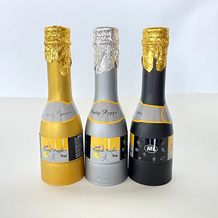 Champagne Bottle Party Popper Birthdays Weddings Foil Silver Gold Rose Gold Confetti Popper Y257