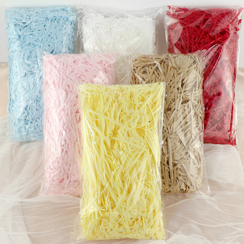 10g Lafite Grass Shredded Colorful Shredded Paper Strip RAFFIA Grass Shredded Paper Silk Packaging Gift Box Decorative Filler