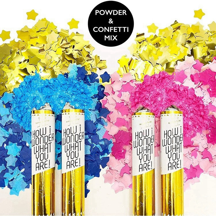 Gender Reveal Confetti Cannon with Color Powder Boy or Girl Blue Confetti Smoke and Pink Confetti Smoke Popper Sticks Y723