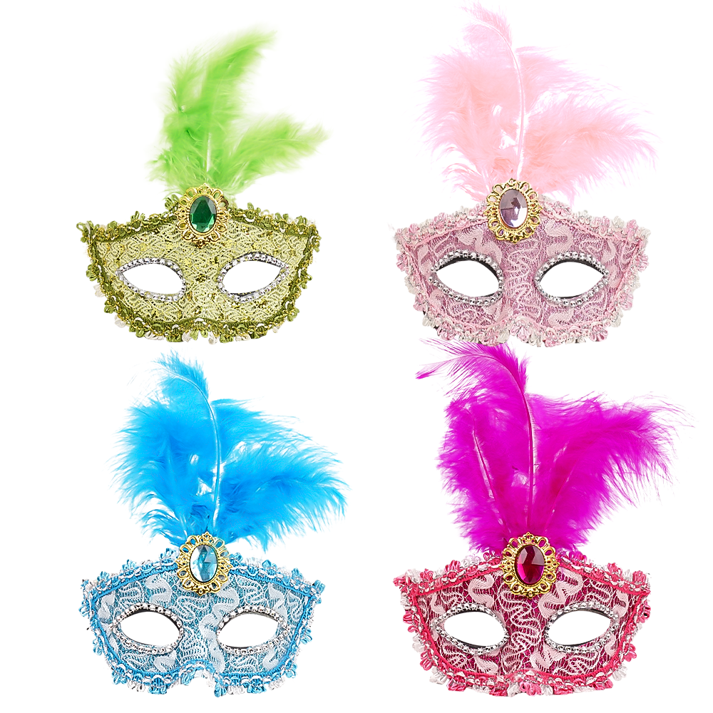 Popular Elaborate Feather Burlesque Peacock Feather Mask for Halloween Christmas Party